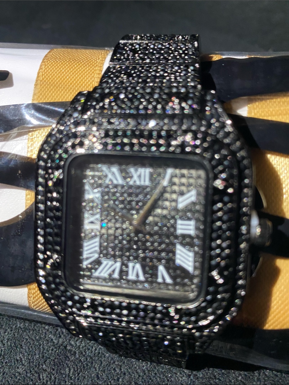 Black lab diamond ice watch